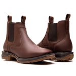 BOTA TEXANA MOD 03 ANATÔMICA COURO RÚSTICO TABACO BICO QUADRADO
