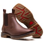 BOTA TEXANA MOD 03 ANATÔMICA COURO RÚSTICO TABACO BICO QUADRADO