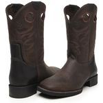 BOTA STRONG BICO QUADRADO RÚSTICO CAFÉ/PRETO/CAFÉ - CANO ELÁSTICO