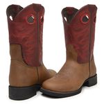 BOTA STRONG BICO REDONDO RÚSTICO CARAMELO - VERMELHO - CANO ELÁSTICO