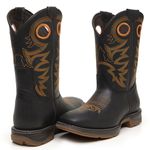 BOTA JUMP BICO QUADRADO RÚSTICO PRETO - CANO ELÁSTICO 