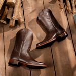 Bota Western Cano longo| Sola de Couro com Antiderrapante - Café