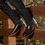 Bota Western Cano longo| Sola de Couro com Antiderrapante - Preto