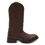 Bota Feminina Texana couro Rustico Tabaco Bordado Country Sola Pré Frezado