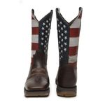 BOTA MASCULINA TEXANA COURO DE CABEÇA BANDEIRA USA