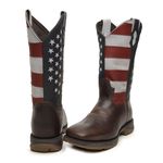 BOTA MASCULINA TEXANA COURO DE CABEÇA BANDEIRA USA