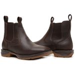 BOTA TEXANA MOD 03 ANATÔMICA COURO RÚSTICO CAFÉ BICO QUADRADO 