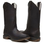 Bota Masculina Texana em Couro Rustico Fosco Café Cano Alto solado Bicomponente Jump 