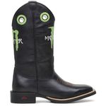 BOTA MASCULINA INFANTIL EM COURO LÁTEGO PRETO BORDADO MONSTER