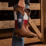Bota Texana Bandeira Texas Couro Rústico Sela Sola Jump