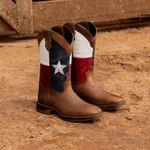 Bota Texana Bandeira Texas Couro Rústico Sela Sola Jump
