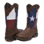 Bota Texana Bandeira Texas Couro Rústico Sela Sola Jump