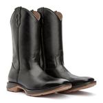 BOTA MASCULINA TEXANA COURO LATEGO PRETO CANO ALTO (SEM FLORÃO)