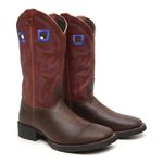 BOTA STRONG BICO QUADRADO RÚSTICO TABACO/VERMELHO CANO ALTO