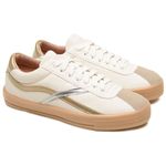Tênis Feminino Casual Sintético Como Branco e Dourado - Byara