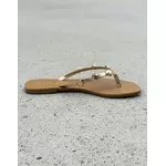 Chinelo Rasteirinha Miami em Couro Ouro Light com Metais Orgânicos - Áine