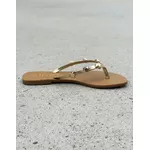 Chinelo Rasteirinha Miami em Couro Ouro Light com Metais Orgânicos - Áine