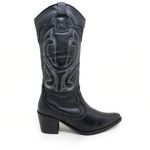 Bota Texas Western Feminina em Couro Preto - Perlatto