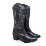 Bota Texas Western Feminina em Couro Preto - Perlatto