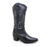Bota Texas Western Feminina em Couro Preto - Perlatto