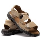Sandália em Couro com Velcro Papete Anti Stress Alcalay
