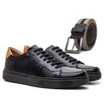 SAPATO CALEB PRETO + CINTO ELASTICO PRETO