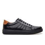 Sapato Masculino Caleb Couro Floater Camurça Preto/Whisk