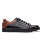Sapato Masculino Enzo Couro Latego Preto/Whisky