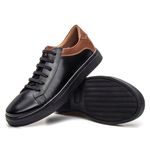 Sapato Masculino Enzo Couro Latego Preto/Whisky