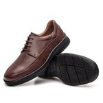 Sapato Masculino Couro Floater com Cadarço Pinhão