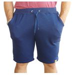 Bermuda Masculina Moletom Leve Com Elástico Cordão Ajustável Azul-marinho