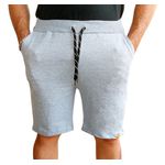 Bermuda Masculina Moletom Leve Com Elástico Cordão Ajustável Cinza