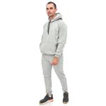 Conjunto Moletom Adulto Unissex Blusa Canguru E Calça Cinza