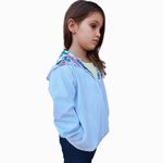 Blusa Tactel Dupla Face com Zíper, 2 Bolsos, Capuz Regulável, Jaqueta Corta Vento Tactel Branco e Estampa Florida
