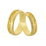 Aliança em Ouro 18k com Diamantes 