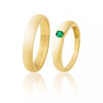 Aliança em Ouro 18K com Esmeralda 
