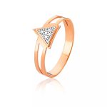 Anel De Triangulo Em Ouro Rose 18k