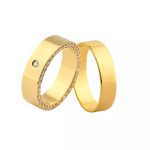 Aliança De Ouro 18k Com Diamantes