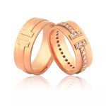 Alianças De Ouro Rose Com Diamantes