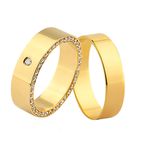Aliança de Ouro 18k com Pedras 