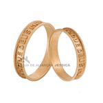 Aliança Ouro Rose 18k Com Frase