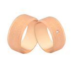 Alianças De Ouro Rosé 18k Larga Com Diamante