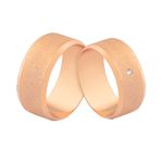 Alianças Em Ouro Rosé 18k Com Diamante
