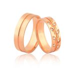 Alianças Com Folhas e Pedras De Ouro 18k