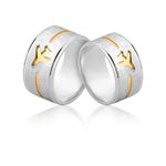 Alianças De Prata e Detalhes Banhado a Ouro