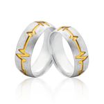 Alianças De Prata e Detalhes Banhado a Ouro