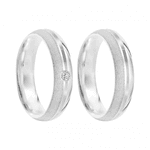 Kit Par De Alianças e Solitário De Prata