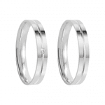 Kit Par De Alianças e Solitário De Prata