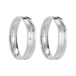 Kit Par De Alianças e Solitário De Prata