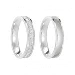 Kit Par De Alianças e Solitário De Prata